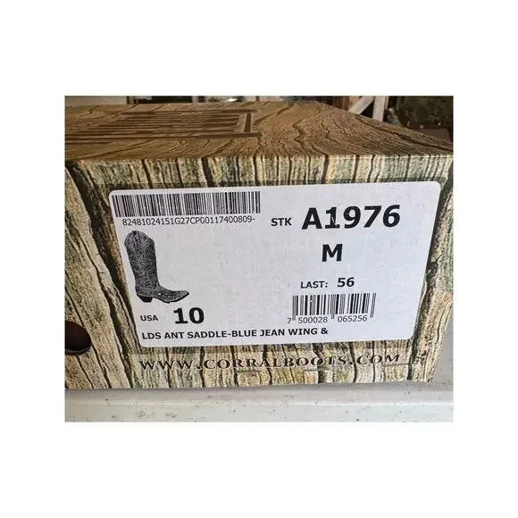 NWT CORRAL hearts and wings snip toe cowboy boot size 10 - Picture 8 of 8